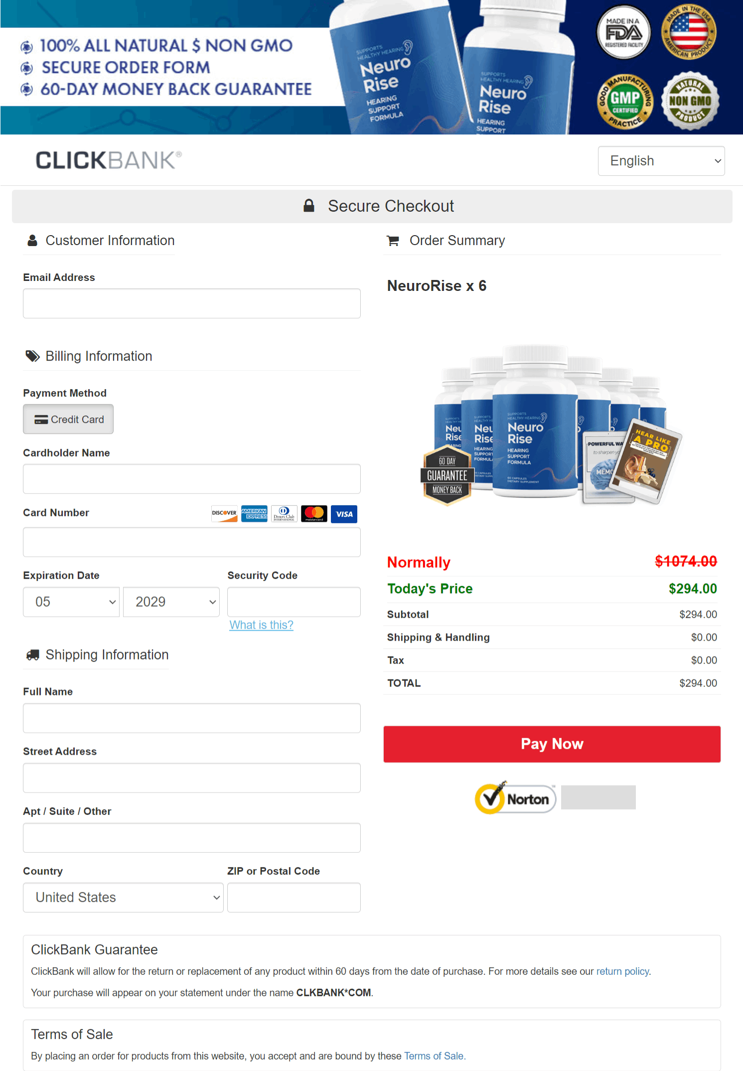 NeuroRise order page